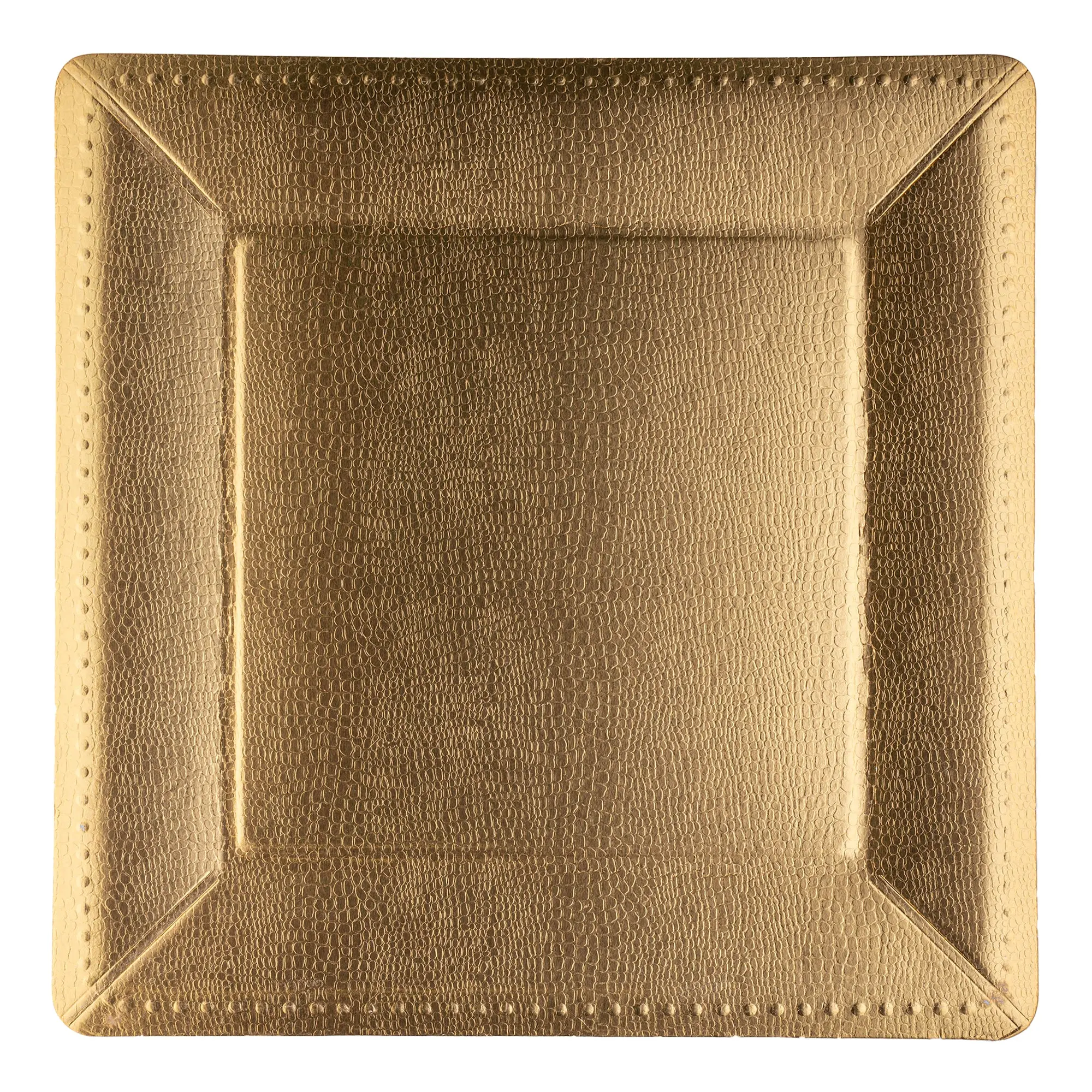 Gold Square Edge Beaded Disposable Paper Charger Plates (13")