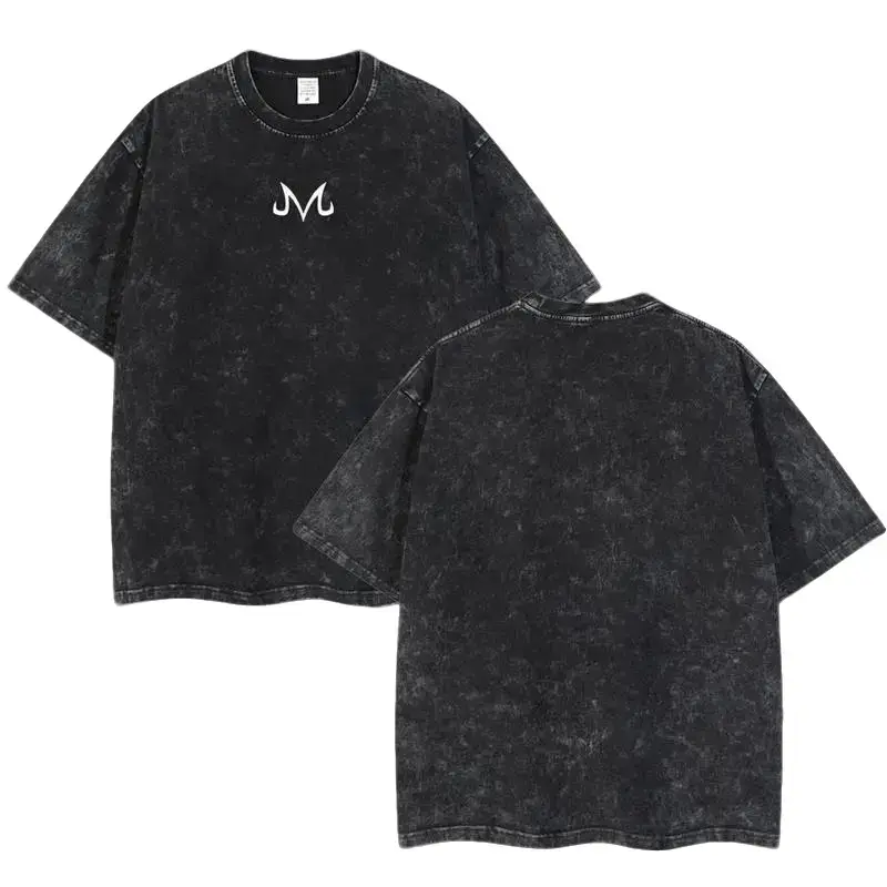 Retro Vintage Limited MAJIN VEGETA M Anime Washed Tee Unisex Oversize Anime Manga Acid Washed Lightweight Cotton T-Shirt Gift For Anime Fan Clothing Menswear Soft Top Classic Oversized
