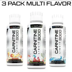 Cutler Nutrition 3-Pack Liquid Carnitine (3000mg) - Multi-Flavor Pre-Workout Sports Drink for Boosted Energy, Workout Performance Support
