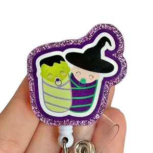 Glitter My Badge Halloween ghost labor and delivery baby nurse badge reel for nurse and hospital workers. Badge clip Badge pull - Retractable swivel clip with a 360 rotation. Great gift for coworker.