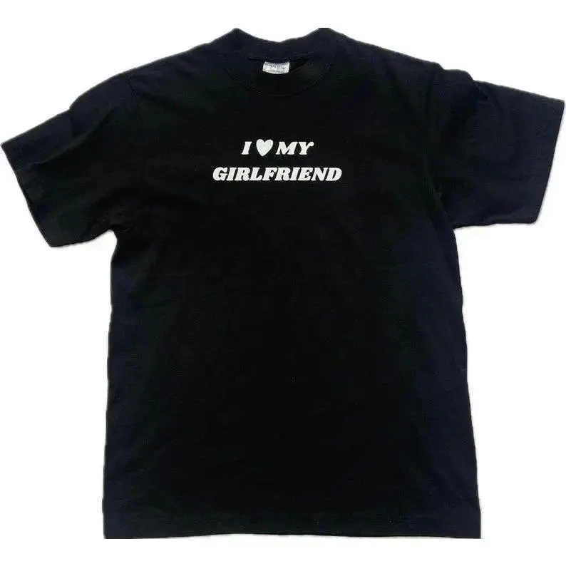 I love my girlfriend t-shirt, Gift For Him, Gift For Her, I love Shirt, I heart shirt, Menswear Crewneck Classic Tee Casual Collar Black Tshirt