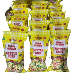 Nave Candy Glazed Kettle Corn - 6-24 Individual Packs, No Preservatives, Zero Cholesterol, Zero Trans Fats, Rainbow Colors, Delicious Sweet Snack Popcorn Candies
