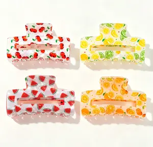 4Pcs Summer Fruit Hair Claw Clips for Women,Spring Non-Slip Hair Jaw Clamp Girl Hair Accessories for Spring Summer Theme Party