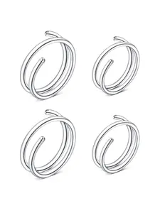 1 Set/ 4pcs  Stainless Steel Double Spiral Nose Rings, Nosering, Nose Piercing Jewelry, Body Jewelry For Men & Women, Daily Clothing Decoration, High Quality Jewelry