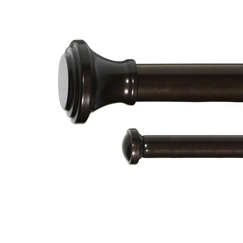 Dwell Smart 1" Double Curtain Rod with Trumpet Finials - 28''- 48'', 48"-84", 84"-120" (Sand Nickel, Oil-Rubbed Bronze, Black)