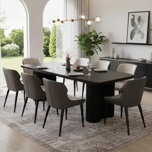 Guyii 78.97 Inch Modern Black Dining Table Set with 4/6/8 Soft Padded Chairs Stable Rectangular Frame for Home & Apartment Settings Easy Assembly