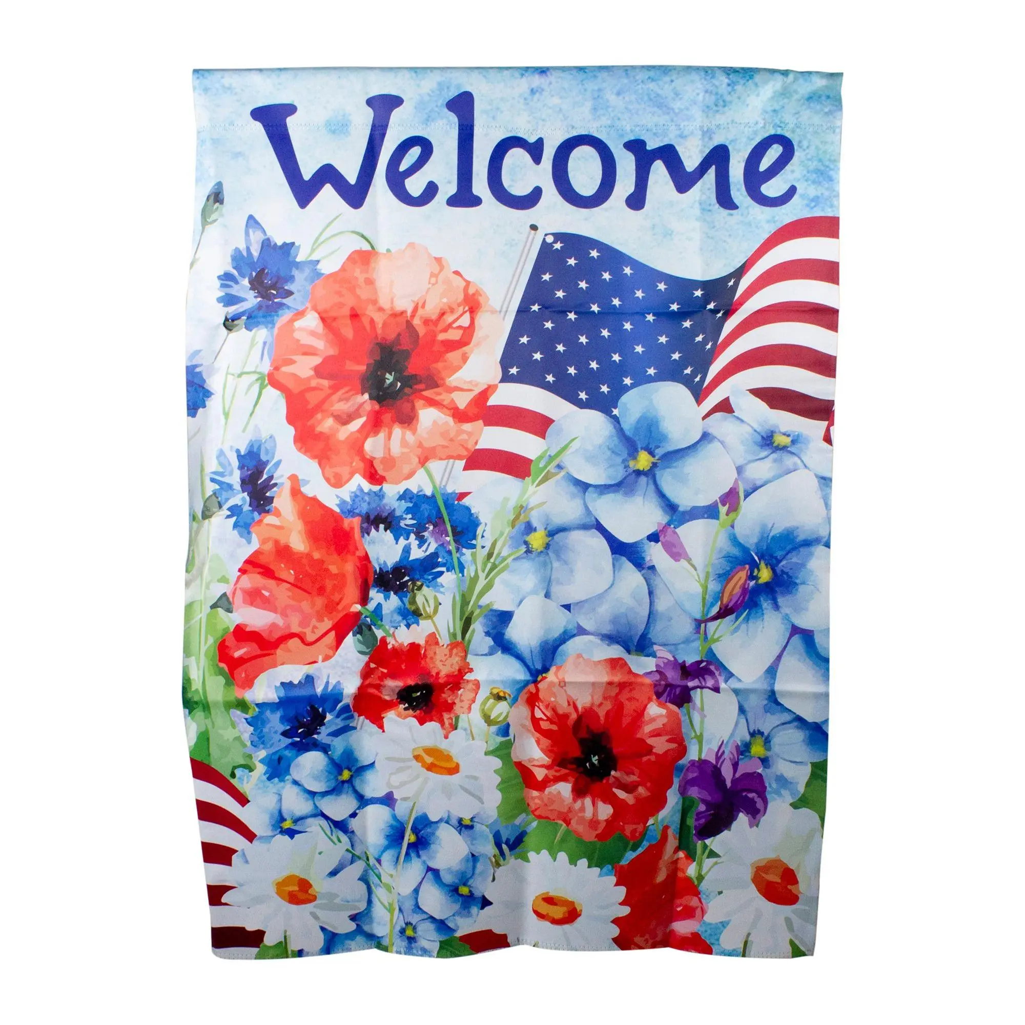 Northlight Welcome Patriotic Floral House Flag 28" x 40"