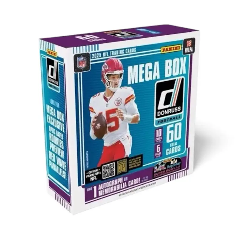 PANINI 2025 Don Russ Football Mega Booster Box (Boosterbox) - Sports Trading Cards Box with 6 Downtown Chase Packs (10 Cards Each), Parallels, Collectible Football Items, Sports Card Set