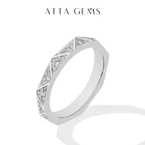 ATTAGEMS D VVS1 Color Luxury Lab-Created Moissanite Ring for Women Men Unisex S925 Silver Wedding Band Perfect Gift for Girlfriend or Wife R315 summerwins,summerwins