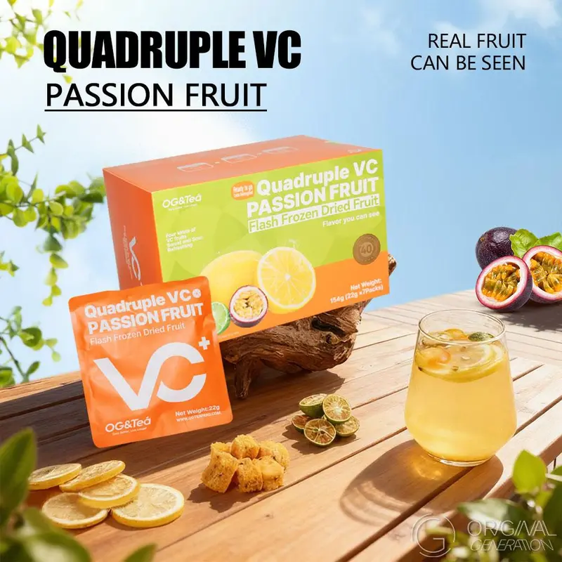 2.0 Version Quadruple VC Passion Fruit Cocktail Tea Lemon Kumquat Tea 154g (22g*7) Caffeine Free With Freeze Dried Lemon Passion Fruit And Kumquat