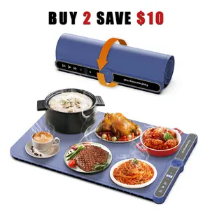 Updated Electric Food Warming Mat – Fast Heating, 248°F Max, 9 Temp Levels, Foldable & Portable | Great for Christmas Gifts, Parties, Family Meals