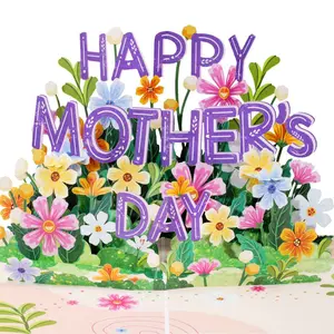 Paper Love Happy Mother’s Day Pop Up Card – 3D Floral Greeting Card, Handcrafted Laser Cut, Eco-Friendly Card for Mom, Wife, Grandma, Elegant Keepsake Gift, 8"x6"