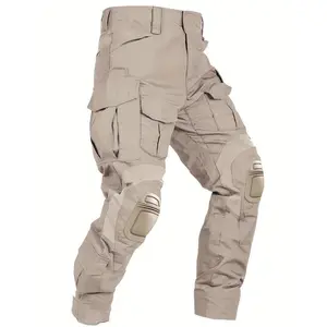 Men’s Camouflage Tactical Pants with Knee Pads, Camouflage Cargo Pants for Hunting, Hiking, and Outdoor Use, 10 Pockets (No Belt), Black, Cotton/Polyester Blend