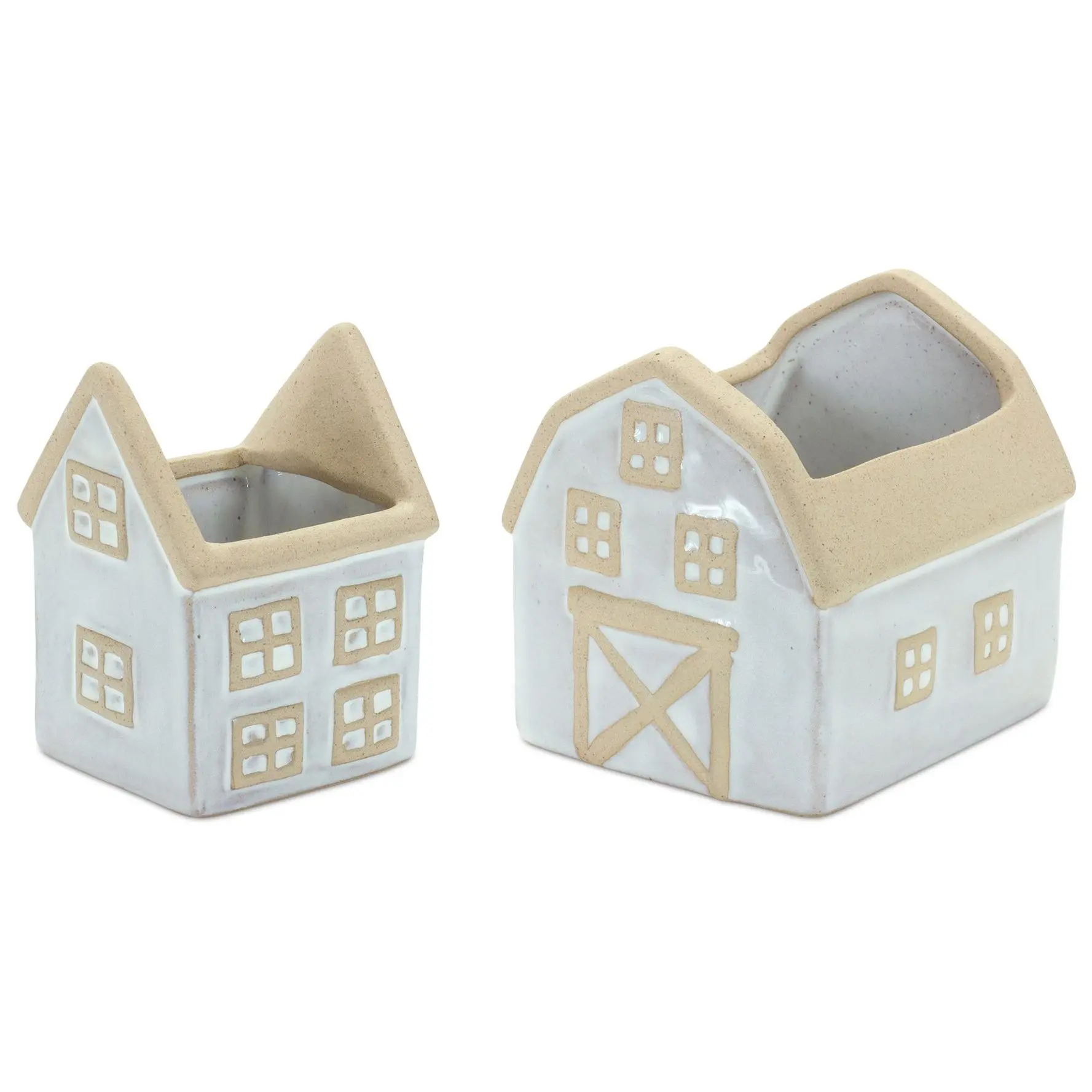 Melrose Mini Porcelain House and Barn Planter - Set of Two