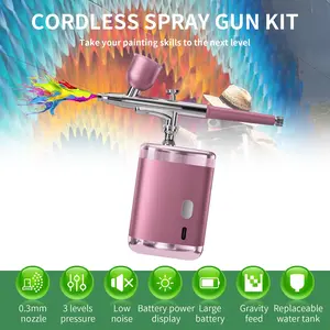 Portable Nail Art Airbrush Compressor Pump, Mini Water Bottle Refillable Spray Gun for Models & Nails, Easy-To-Use Makeup Tool, Airbrush Kit