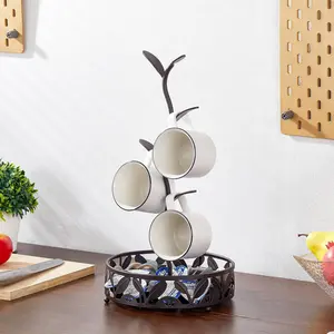 Coffee Mug Holder, Mug Holder Stand, Countertop Mug Tree, Coffee Pod Holder with Mug Rack, Coffee Counter Bar Accessory & Kitchen Organizer