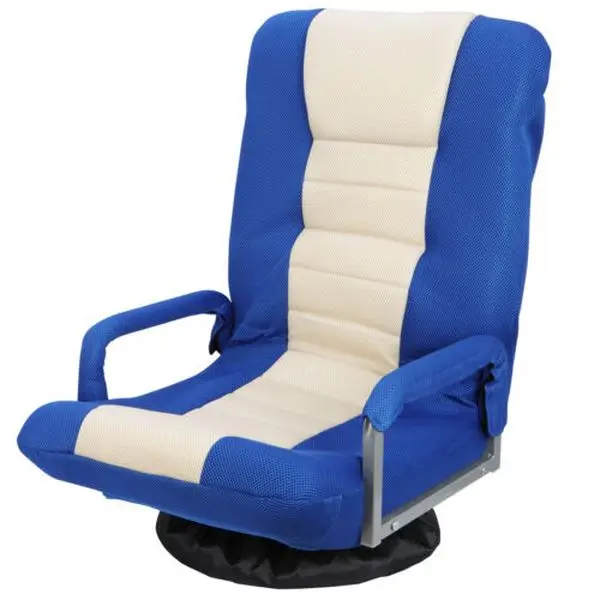 JupiterForce Ergonomic Single-Person Gaming Floor Chair - 360-Degree Swivel Base, Padded Arms, Foldable, Adjustable Height, Blue Indoor Gaming Furniture for Guests, 7.6kg