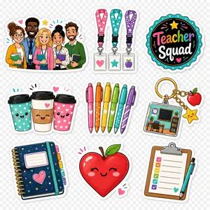 Teacher Squad Sticker Sheet, Cute Teacher Team Stickers, School Staff Decals for Laptop, Tumbler, Notebook, Back to School Gift