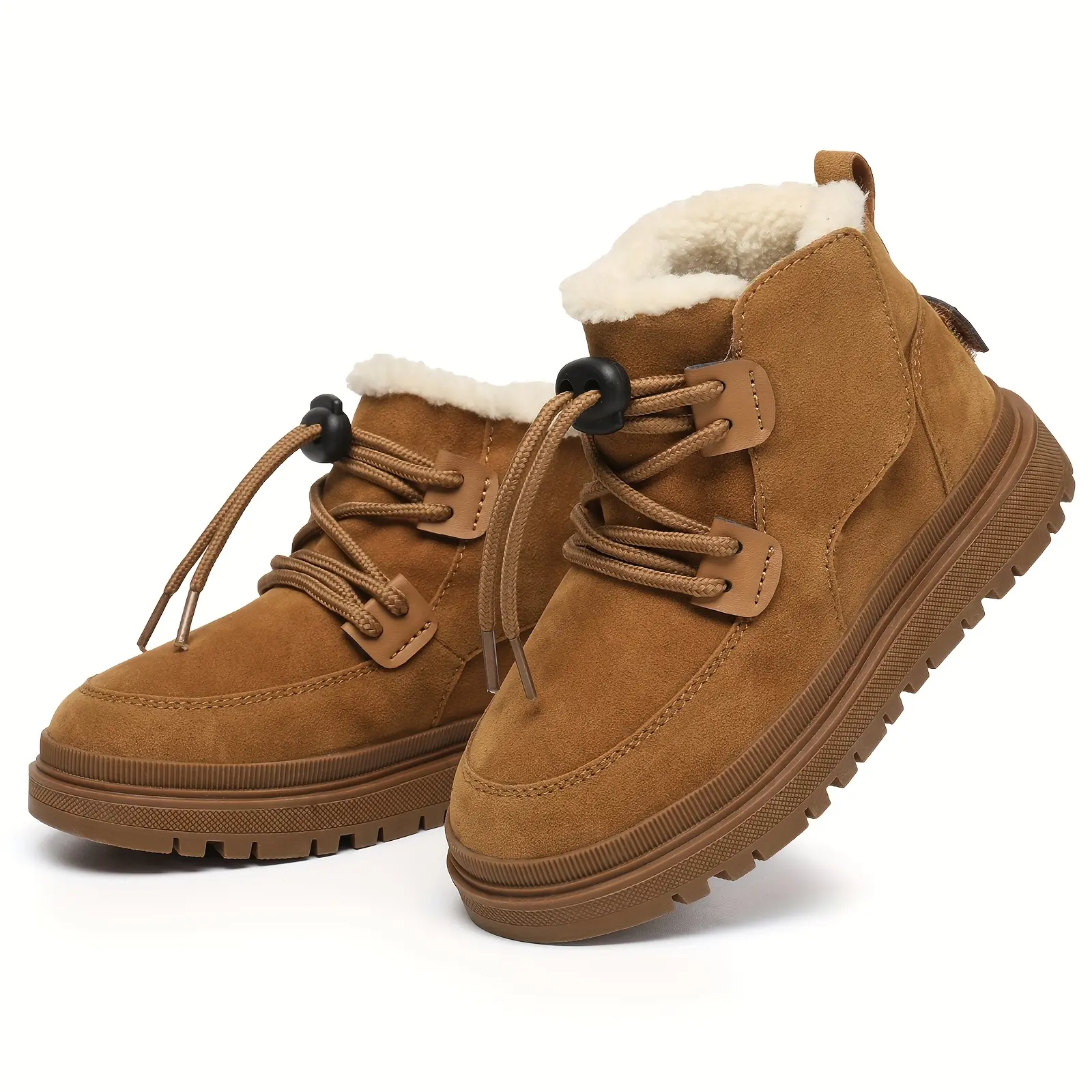 Unisex Kids' Cotton-Padded Round Toe Snow Boots, Cushioned Winter Booties with Thick Sole for Outdoor Hiking