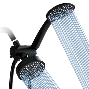 Rain Shower Head Combo, 4 Inch Round High Pressure Rain Shower Head With Handheld Spray, 3 Way Rainfall Combo with 59Inch Hose,Black