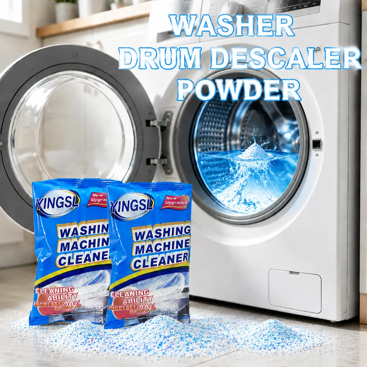 New Washing Machine Cleaner Tablet Packet, Powerful Deep Cleaning, Stain Removal for Washer Refresh, Compatible with All Front-Load & Top-Load Washers, Household