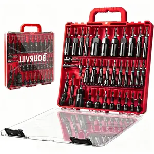 Bourvill 55Pcs Magnetic Impact Nut Driver Set, SAE & Metric Universal Socket Kit with Socket Adapters, Quick Release Extension & Storage Case