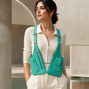 MeToMe Premium PU Leather Multifunctional Organiser Vest - Underarm Crossbody Sling Bag, Hands-Free Anti-Theft Chest Purse, Lightweight Minimalist Streetwear Commuter Essential for Travel, Cycling, Unisex Gift Adjustable Dual bible tab