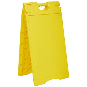 Jumbl A-Frame Signboard 15.7” x 26” Display Surface – Small Outdoor Sandwich Board w/Weather Resistant PVC Sign Protector & Sand Fill Holes – Dual Signage Stand for Storefront Sidewalk Curb (Yellow)