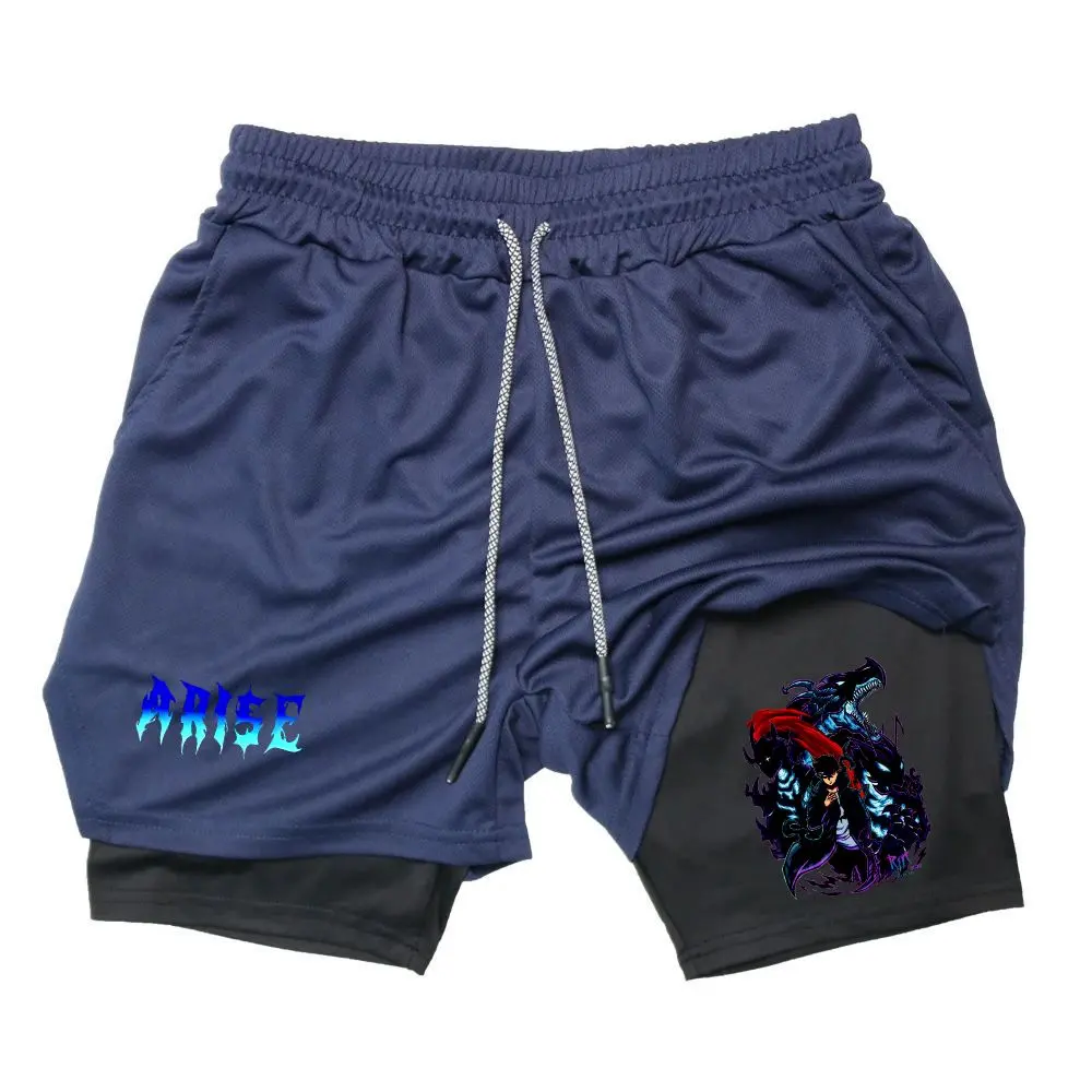 Solo Leveling Arise Anime Graphic Sweat Shorts for Men Drawstring Athletic Shorts Japanese Streetwear Summer Outfits Men Shorts Gifts for Him
