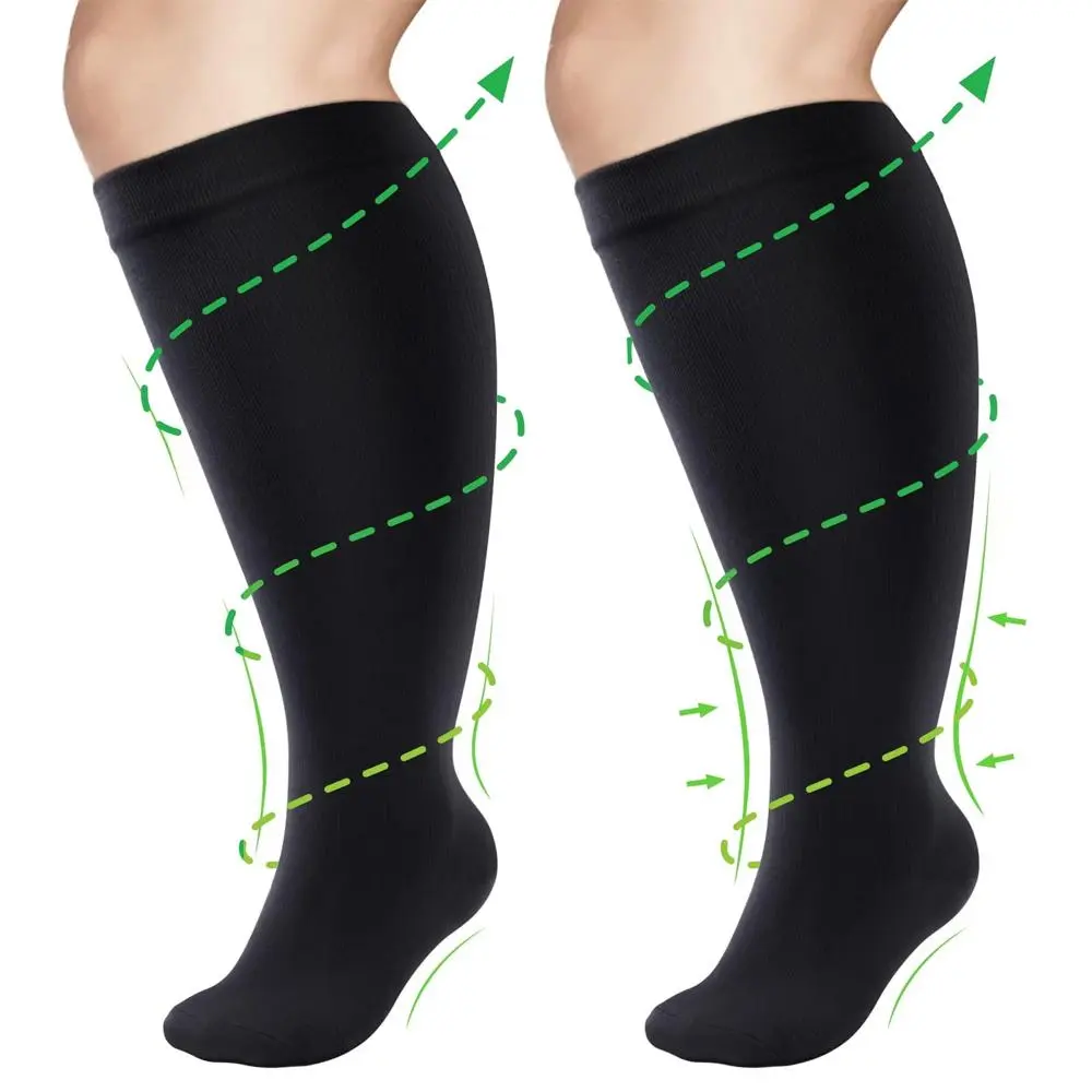 Plus Size Solid Color Compression Socks, 1 Pair Thigh High Stockings, Sports Support Socks for Men & Women, Breathable Compression Socks, Workout Socks, Compression Athletic Socks