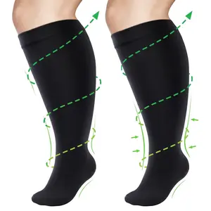 Plus Size Solid Color Compression Socks, 1 Pair Thigh High Stockings, Sports Support Socks for Men & Women, Breathable Compression Socks, Compression Athletic Socks