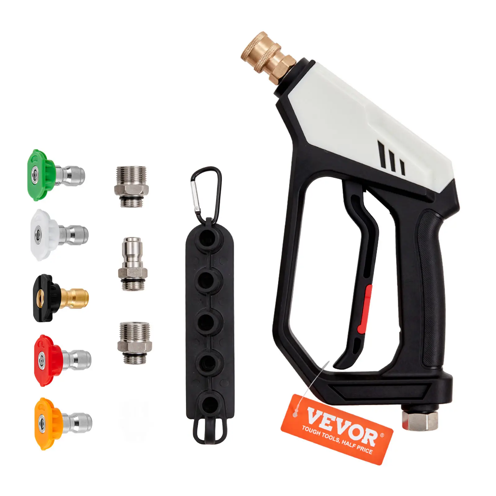 VEVOR Short Pressure Washer Gun, 5000 PSI High Power Washer Spay Gun, M22-14 mm / M22-15 / 3/8'' Inlet & 1/4'' Outlet Hose Connector Foam Gun, Pressur