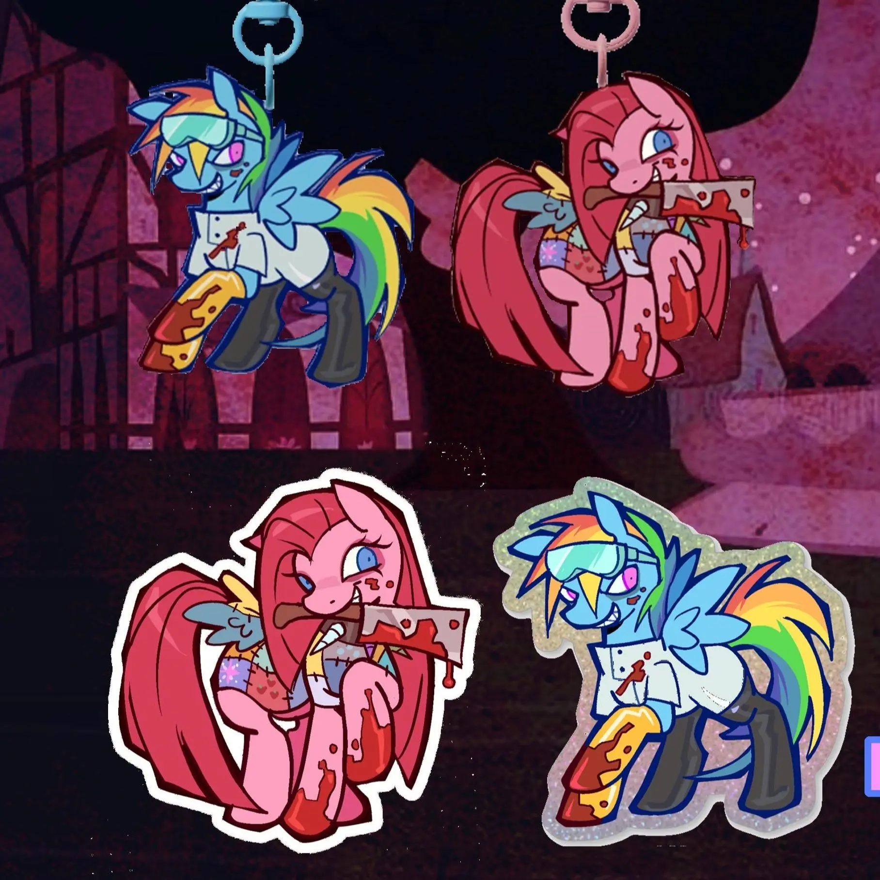 Little Creepy Ponies Acrylic Keychain, Cute, Durable