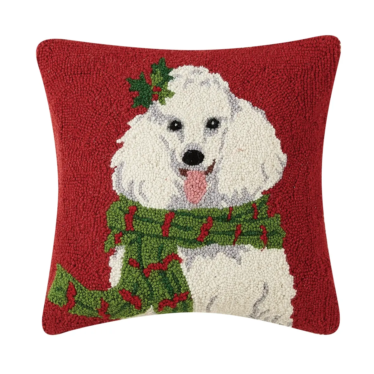 Peking Handicraft 31SJM10336BC16SQ 16 x 16 in. Christmas Poodle Poly Filled Pillow