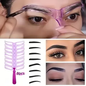 8-Piece Eyebrow Shaping Template Set with Handle, Eyebrow Styling Kit, Reusable Multi-Style Templates, Enhances Fullness, Perfect Gift for Valentine's Day or Mother's Day