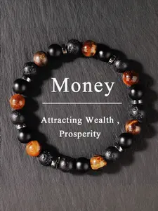 Natural stone volcanic stone tiger eye stone wealth prosperity lucky bracelet sports festival father's day bracelet men's business Beaded Bracelets Beads Bracelets