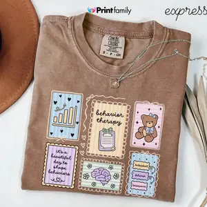 Behavior Therapy Comfort Colors Shirt • BCBA Stamp Work Tshirt • ABA Tees • RBT Gifts • Behavior Analyst Coquette Gift • Behavior Tech Bear - Printfamily