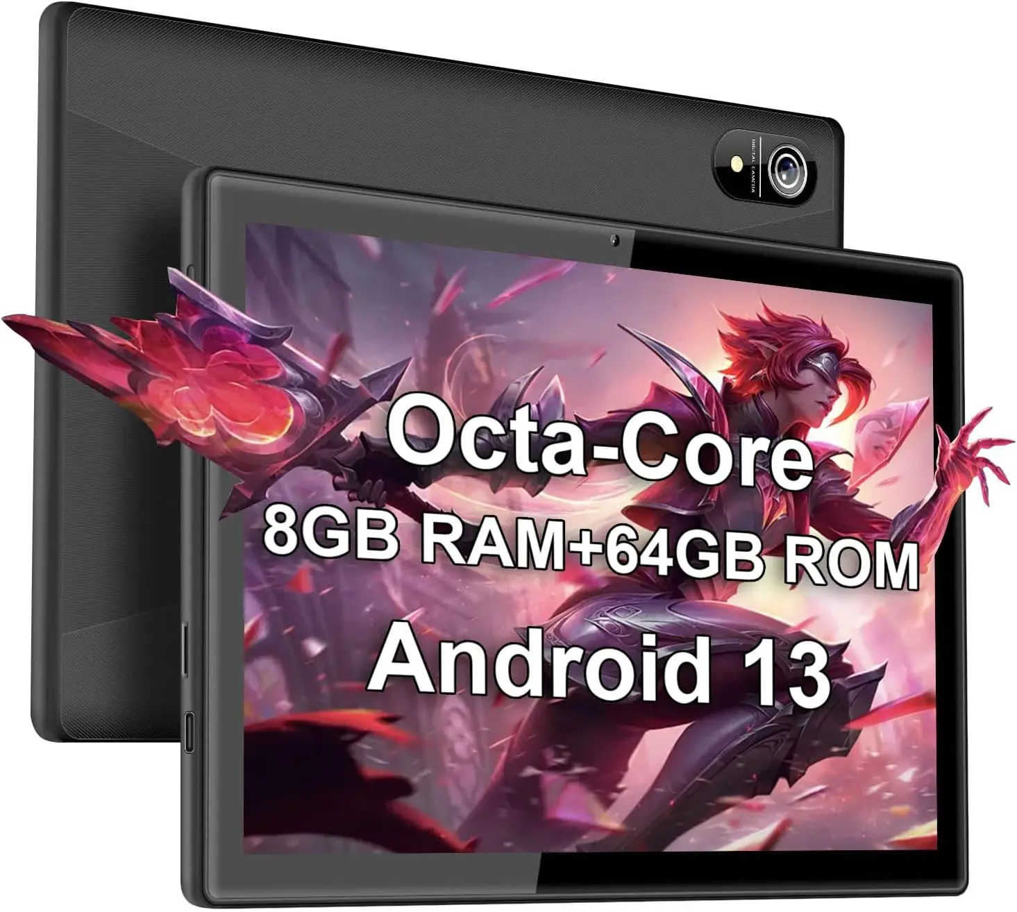 YYSWIE 10.1-Inch Android Tablet, Octa-Core Touchscreen Tablet, Android 13, 4GB+4GB RAM, 64GB ROM, 1280x800 IPS LCD Display, Rear Camera, Bluetooth, USB,  Case Included, Android Tablets