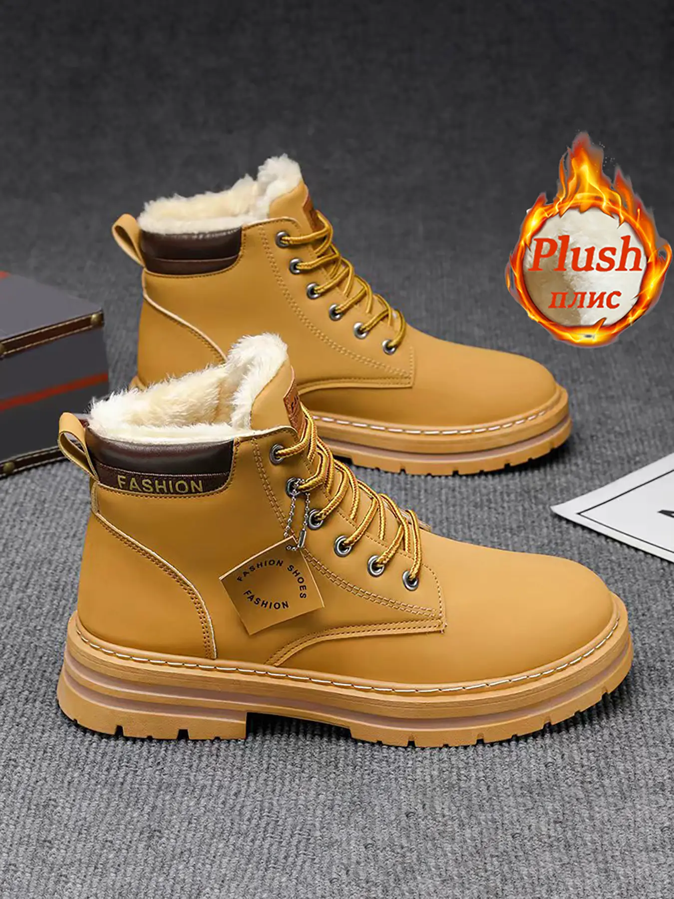Men's Winter Snow Outdoor Boots, Non-Slip Sole, Hiking Shoes for Cold Weather, Durable Casual Boots, Ankle Casual Boots for Autumn & Winter, Anti Slip Boots
