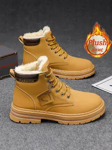 Men's Winter Snow Outdoor Boots, Non-Slip Sole, Hiking Shoes for Cold Weather, Durable Casual Boots, Ankle Casual Boots for Autumn & Winter