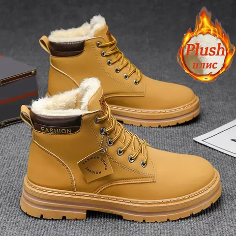 Men's Winter Snow Outdoor Boots, Non-Slip Sole, Hiking Shoes for Cold Weather, Durable Casual Boots, Ankle Casual Boots for Autumn and Winter