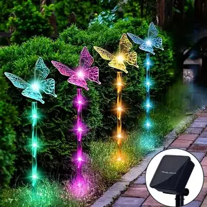 Solar Butterfly Design Garden Sign Post Light, 8 Light Modes LED Decorative Pathway Light, Water Resistant Outdoor Solar Landscape Light, Suitable for Courtyard & Garden, Solar Pathway Lights, Outdoor Solar Lights For Patio
