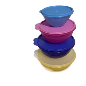 Wonderlier 4-Piece Colorful Solid Food Storage & Serving Bowl Set, BPA-Safe, Dishwashable Dinnerware Sets with 12, 8, 5, 2 Cup Capacities for Kitchen Use