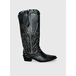 Austin Distressed Cowboy Boots Black