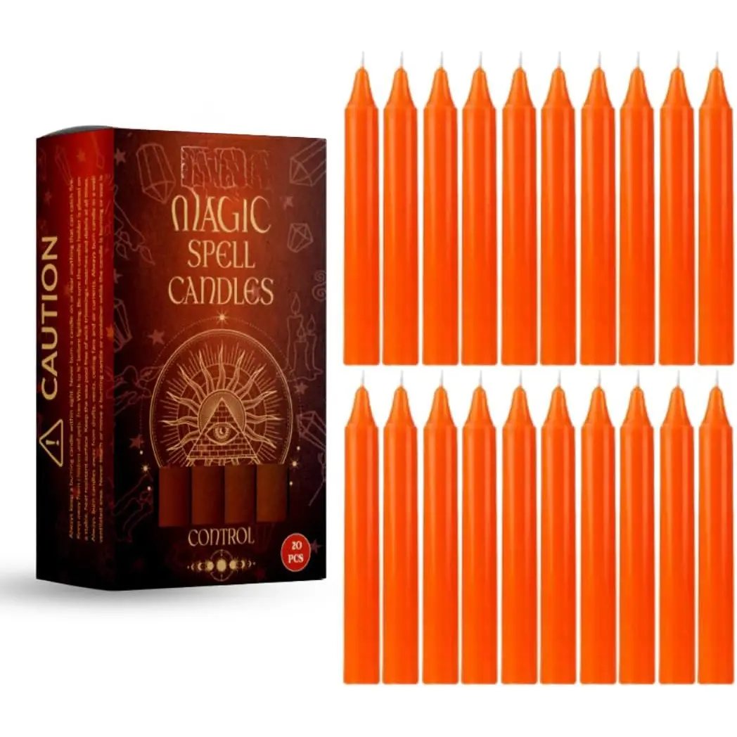 Control Magic Spell Chime Taper Candles 20 Pack - Ideal for Altar, Rituals, Ceremonies, Meditation Orange Chime Candle for  Supplies,  Supplies, Candles Clearance