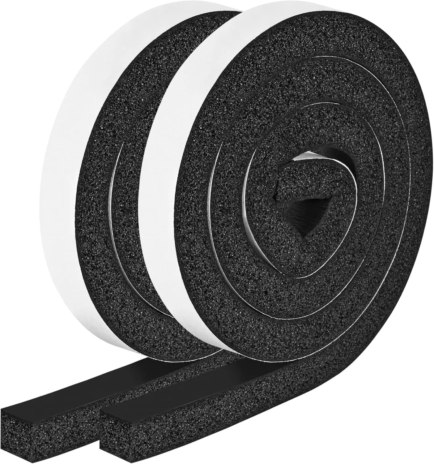 High-Density Closed-Cell Neoprene Foam Weather Stripping Tape, 2 Rolls of 1in x 1in x 6.5ft Adhesive Strips, Deformation-Resistant Flexible Fit for Doors, Windows Insulation, Commercial-Industrial HVAC & Pipes Gaps Sealing