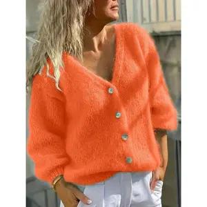 Women's Knitted Sweater Cardigan, Casual Long Sleeve Drop Shoulder Design, Fall & Winter Fashion, Ladies' Daily Wear Apparel