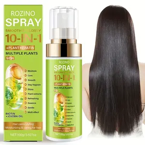 ROZINO 10-in-1 Hair Care Spray with Plant Keratin & Biotin for Smooth Glossy Hair 100g Moisturizing Caring Formula
