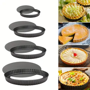 4pcs Carbon Steel 4/6/8/10 Inch Nonstick Pizza Pan, Cake Mold, Round Chrysanthemum Pie Pan with Removable Bottom, Reusable Oven Baking Durable Quiche Bakeware, Baking Pans Set, Baking Dish Set