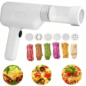 6-in-1 Cordless Handheld Pasta Maker  Portable Electric Noodle Machine for Homemade Ramen, Spaghetti & More  Includes 6 Interchangeable Attachments  White Plastic Kitchen Tool-MTJ0002-1